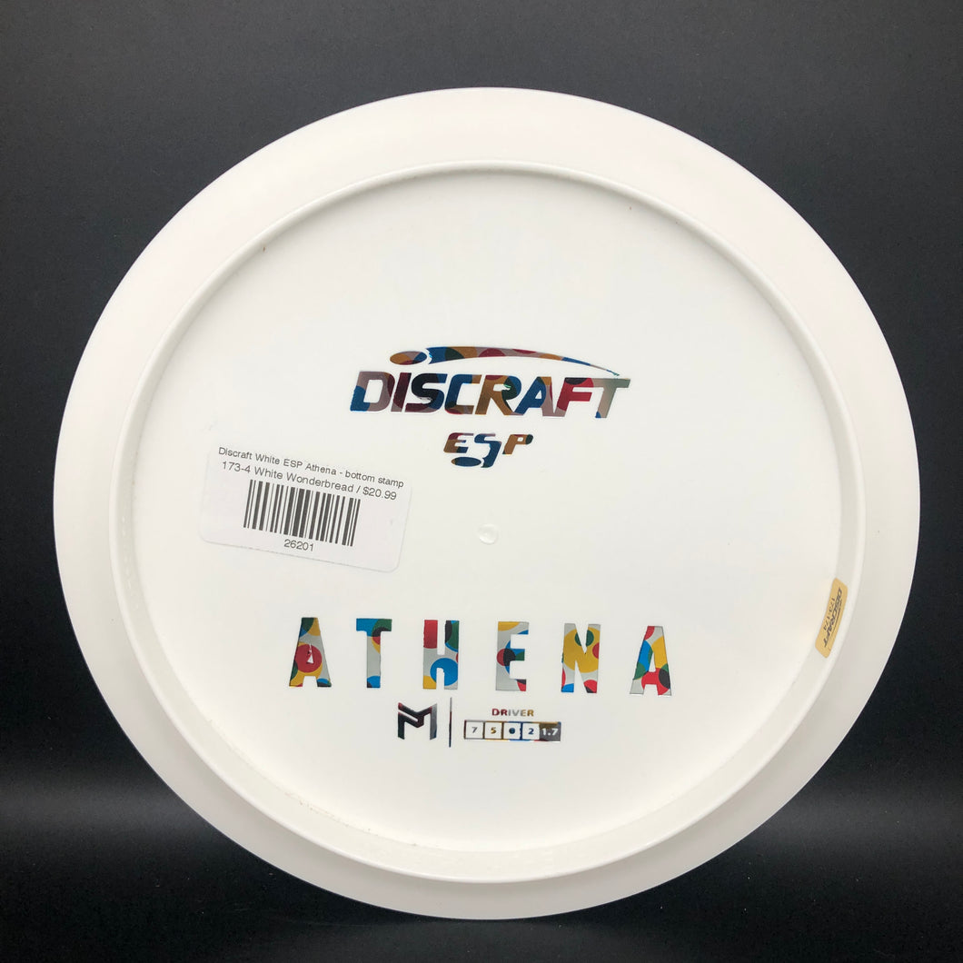 Discraft White ESP Athena - bottom stamp