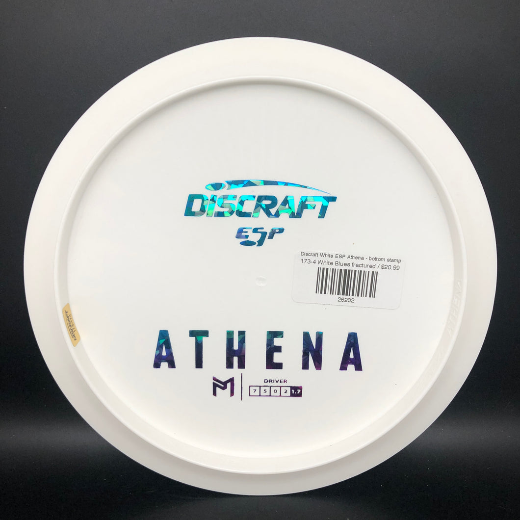 Discraft White ESP Athena - bottom stamp