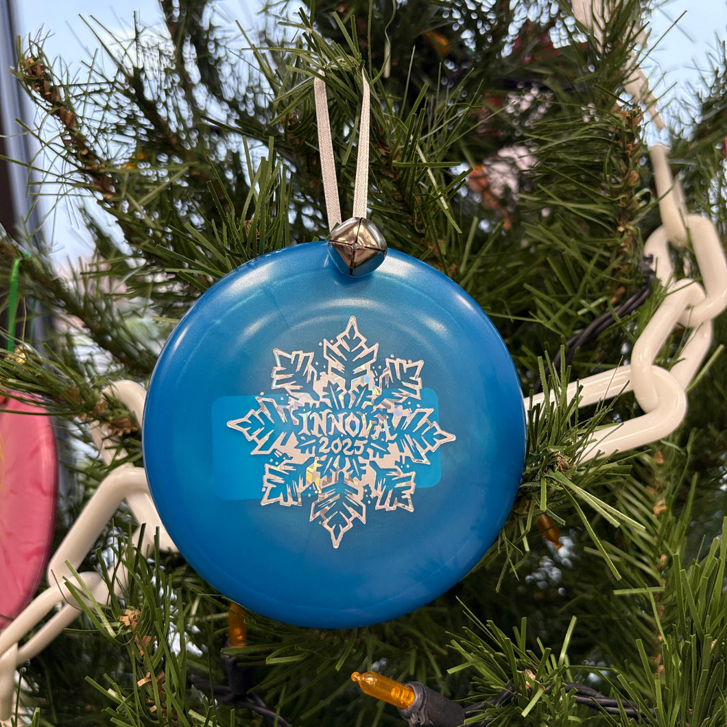 Disc Golf Mini Marker Christmas Ornament blue Innova snowflake