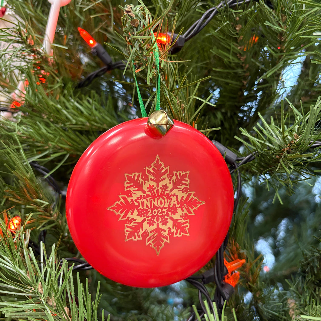 Disc Golf Mini Marker Christmas red ornament Innova snowflake