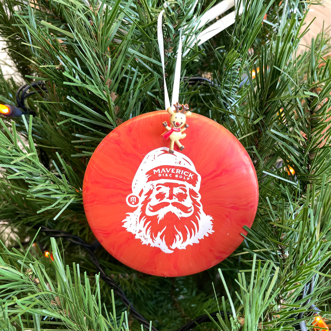 Disc Golf Mini Marker Christmas ornament orange Santa