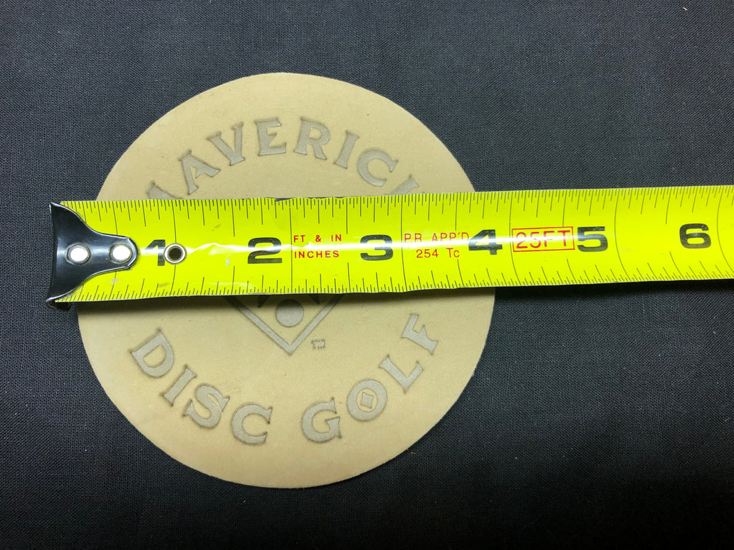 Leather coasters mini markers, Maverick Disc Golf circle stamp