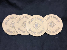 Load image into Gallery viewer, Leather coasters mini markers, Maverick Disc Golf circle stamp
